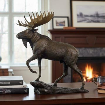 Signed - Sculpture, Majestic Moose - 26 cm - Bronze