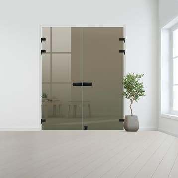 Glazen dubbele binnendeur XL voor opdek kozijn zwart beslag-, Doe-het-zelf en Bouw, Glas en Ramen, Verzenden, Nieuw