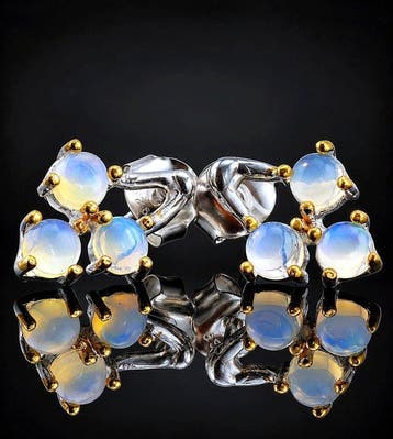 Boucles doreilles à clous en opale - Argent sterling 925 -