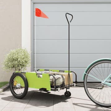 vidaXL Fietstrailer oxford stof en ijzer groen en zwart, Verzenden, Nieuw
