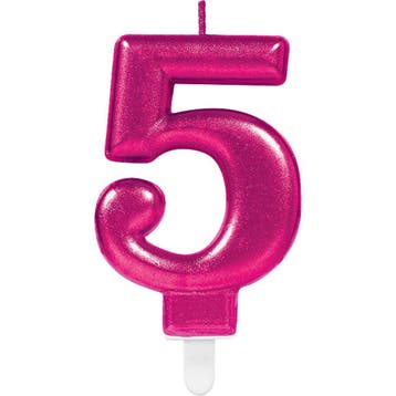 Kaars 5 Jaar Roze 8cm, Hobby en Vrije tijd, Feestartikelen, Verzenden, Nieuw