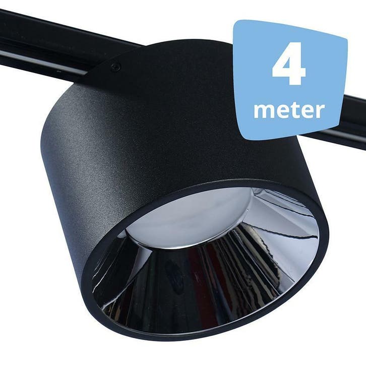*TIP*  LED midden RAILVERLICHTING BUSS zwart 4 SPOTS + 4M R, Huis en Inrichting, Lampen | Spots, Ophalen of Verzenden
