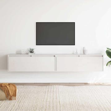 vidaXL Wandkasten 2 st 100x30x35 cm massief grenenhout wit, Verzenden