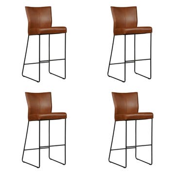 Set van 4 Leren barkrukken Mate hoog - Granada Savannah, Nieuw, Leer, Ophalen of Verzenden, 90 cm of meer
