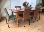Set van 6 leren eetkamerstoelen - met wieltjes - diverse, Ophalen of Verzenden, Nieuw, Eén