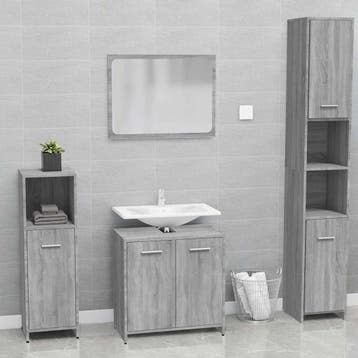 vidaXL Badkamermeubelset bewerkt hout grijs sonoma, Verzenden, Nieuw