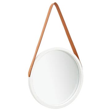 vidaXL Wandspiegel met band 40 cm wit, Huis en Inrichting, Verzenden, Nieuw