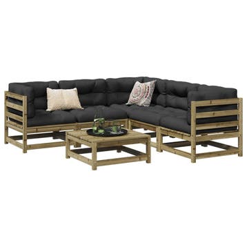 vidaXL 6-delige Loungeset geïmpregneerd grenenhout, Verzenden, Loungeset