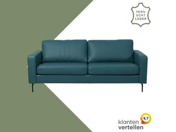 Leren bank Match - 3 zits - Toledo Turquoise (blauw) -, Antiek en Kunst, Ophalen of Verzenden