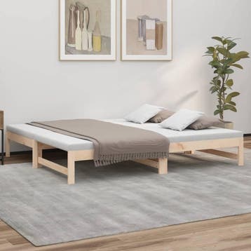 vidaXL Slaapbank uitschuifbaar massief grenenhout 2x(90x190), Verzenden, Nieuw