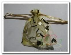 Cadeauzakje giftbag Organza Open Hart Goud 7x9 cm, Nieuw