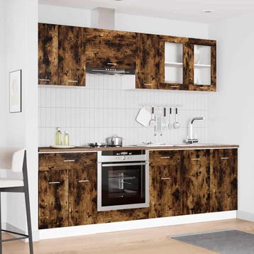 vidaXL Keuken Eenheid Lyon 8 st Gerookt eiken Bewerkt hout, Huis en Inrichting, Verzenden, Nieuw