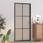 vidaXL Binnendeur 93x201,5 cm matglas en aluminium zwart, Verzenden