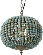 Hanglamp Houten Kralen Blauw | Retour Deal | 29% korting!, Huis en Inrichting, Verzenden, Retro vintage, rustiek en landelijk