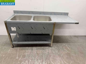 RVS Spoeltafel dubbele spoelbakken Premium-line 180 cm, Ophalen of Verzenden, Nieuw in verpakking