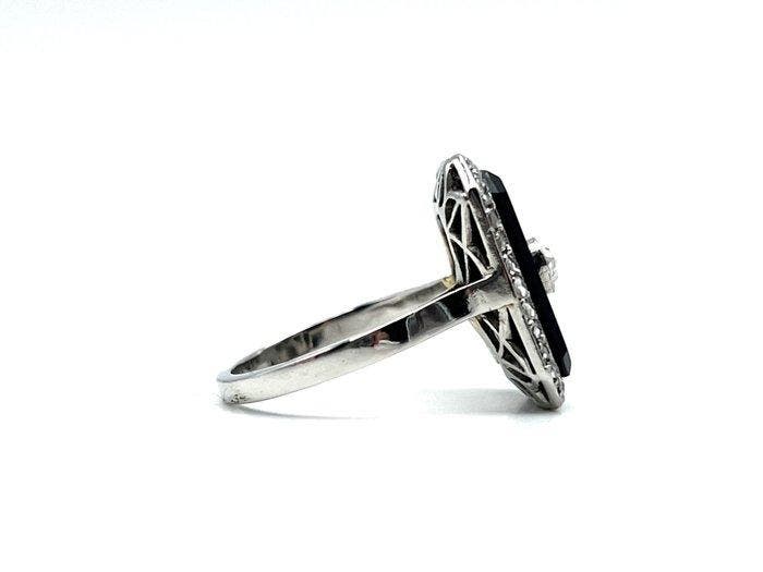 Ring Platina Onyx - Diamant, Bijoux, Sacs & Beauté, Bagues