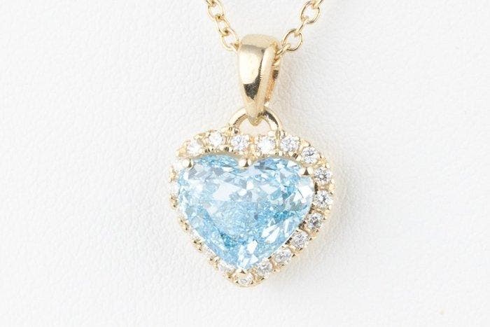 Chaîne - 14 carats Or jaune - 3.16ct. tw. Bleu Diamant, Handtassen en Accessoires, Antieke sieraden