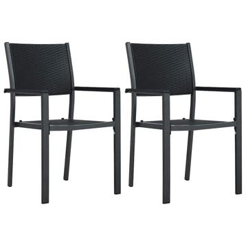 vidaXL Tuinstoel 2 st rattan-look kunststof zwart, Jardin & Terrasse, Verzenden