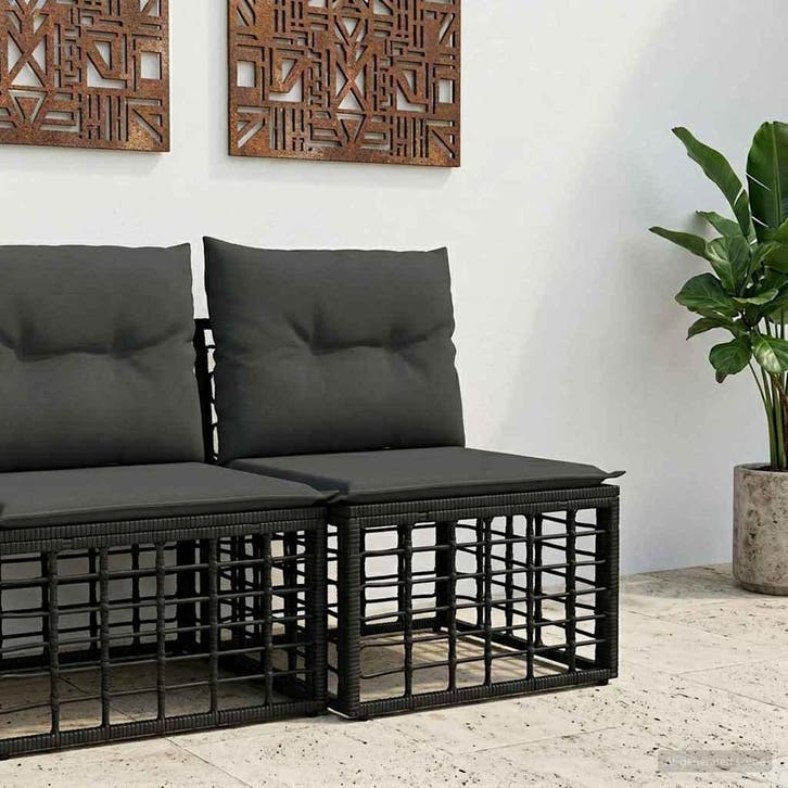 vidaXL Modulair Buitenkant Armloze Bank Eenheid Zwart poly, Jardin & Terrasse, Ensembles de jardin, Envoi