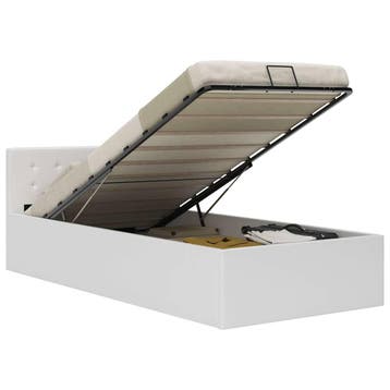 vidaXL Bedframe met opbergruimte hydraulisch kunstleer wit, Huis en Inrichting, Verzenden, Nieuw