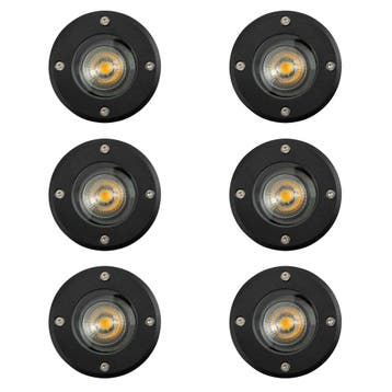 Grondspots Grondspot LED Ø11 Rond Zwart set (6-stuks), Verzenden, Nieuw