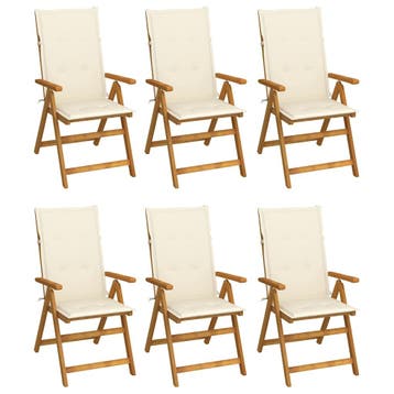 vidaXL Inklapbare stoelen 6 st met kussens massief, Verzenden, Nieuw