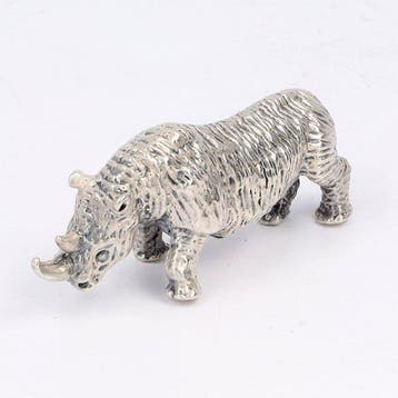 Neushoorn (Massief zilver) - Beeldje - .800 zilver, Antiek en Kunst, Antiek | Zilver en Goud