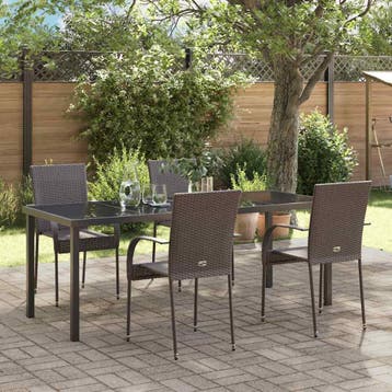 vidaXL Tuin Eettafel Set 5 st Bruin Gepoedercoat staal, Verzenden