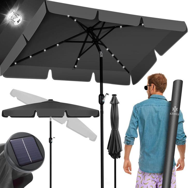 Stokparasol - Parasol - 125x205 cm - Tuinparasol - LED - Ant, Tuin en Terras, Parasols, Nieuw, Verzenden