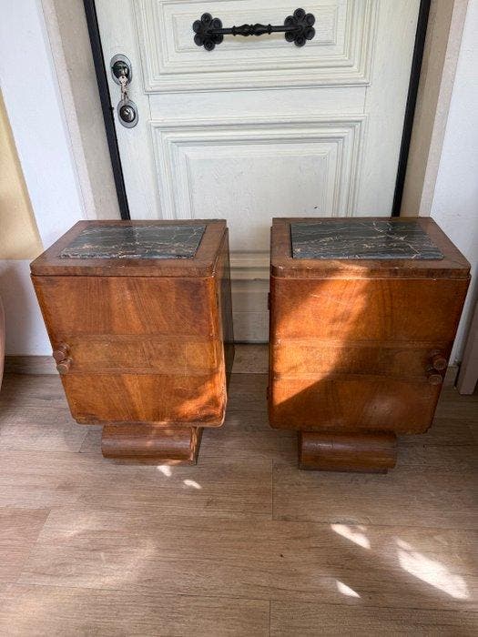 Nachtkastje (2) - Hout - Nachtkastjes in Art Deco-stijl, Antiquités & Art, Art | Objets design
