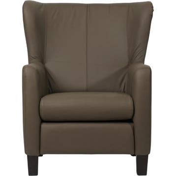 Leren fauteuil Hug - Toledo Moss (bruin/groen) - Poten hout, Huis en Inrichting, Nieuw, Ophalen of Verzenden, 75 tot 100 cm, Eigentijds, Klassiek, Retro, Romantisch