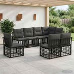 vidaXL Buiten bank set 8 pcs Zwart en Donker Grijs Polyester, Tuin en Terras, Verzenden, Nieuw