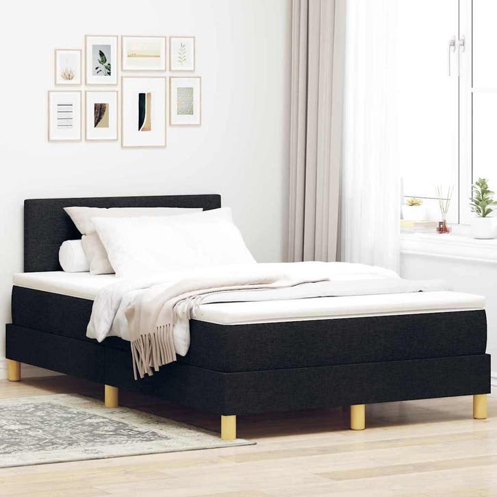 vidaXL LED Box Spring Bed met hoofdeinde Zwart 120 x 190 cm, Huis en Inrichting, Slaapkamer | Bedden, Nieuw, Verzenden