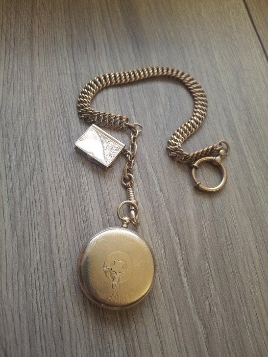 Swiss made gold 14k - 1850-1900, Handtassen en Accessoires, Horloges | Heren