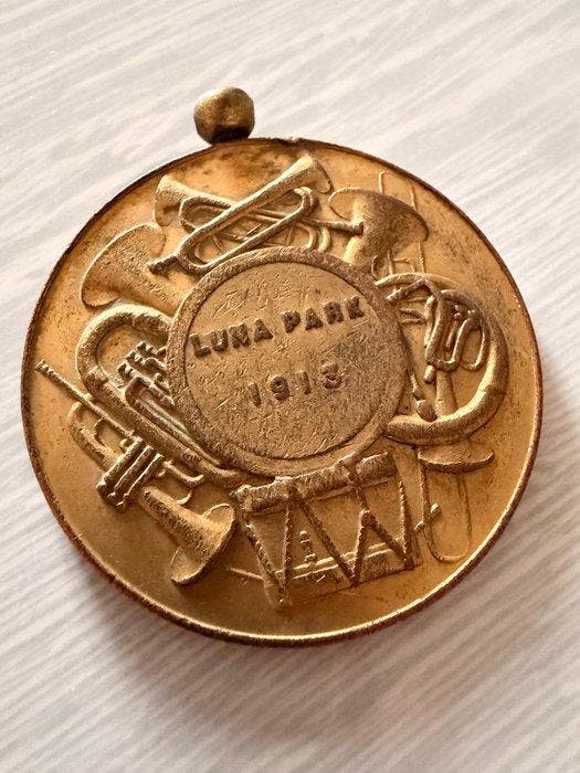 Penning - Médaille Luna Park 1913 - Instruments de musique -, Antiek en Kunst, Kunst | Designobjecten