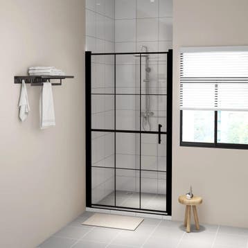 vidaXL Douchedeur 100x178 cm gehard glas zwart, Verzenden