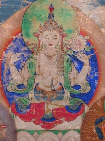 Thangka avec Sadaksari Lokeshvara - livraison gratuite -, Antiquités & Art