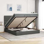 vidaXL Ottoman bed met matrassen 200x200cm stof donkergrijs, Verzenden