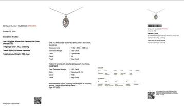 Ketting met hanger - 18 karaat Witgoud, Roségoud - 1.53ct.