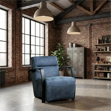 Leren fauteuil Arrival, Nieuw, Ophalen of Verzenden, 50 tot 75 cm, Industrieel, Modern