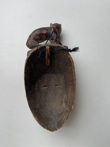 Uniek Afrikaans masker met luipaard/dierbekroning - DR Congo, Antiek en Kunst