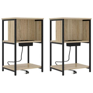 vidaXL Nachtkastje 2 st Sonoma Eik 38 x 31 x 61 cm Bewerkt, Verzenden, Nieuw