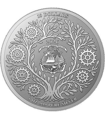 Liberia. 10 Dollars 2026 Mechanical Forest Butterfly 1 oz