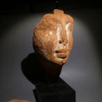 Oud-Egyptisch Hout Sarcofaagsmasker. 17,5 cm hoog. Late