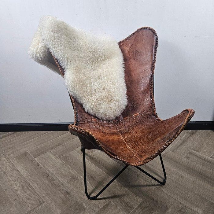 Chaise - Chaise papillon Butterfly (3107) - Cuir, Métal, Antiek en Kunst, Curiosa en Brocante