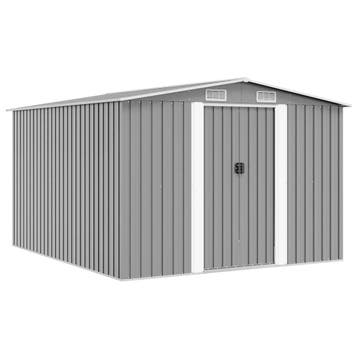 vidaXL Tuinschuur 257x298x178 cm metaal grijs, Verzenden, Nieuw