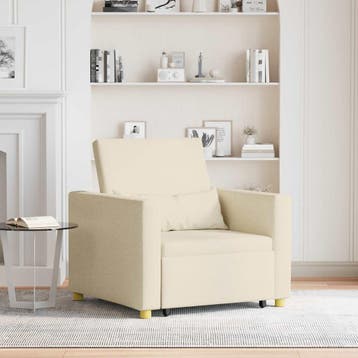 vidaXL Uittrekbare slaapbank eenpersoons Crème 90 x 165 x 87, Verzenden, Nieuw