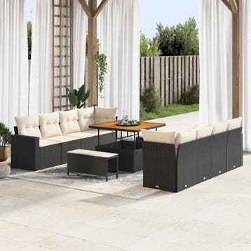 vidaXL Tuinbank Set 12 st 12-Aantal zitplaatsen Zwart en, Verzenden, Nieuw