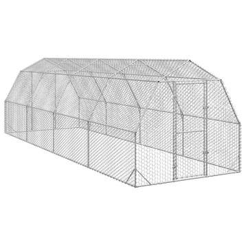 vidaXL Kippenren 2,5x8x2,25 m gegalvaniseerd staal, Verzenden