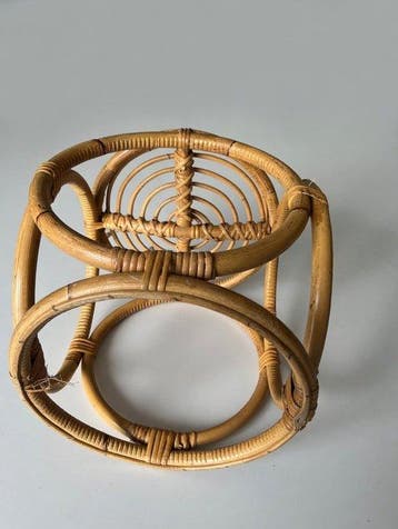 Stoel - Midcentury Modern rattan- en rieten ronde